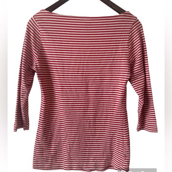 H&M Women’s Size Medium Red and White Striped Three Quarter Length Sleeve Blouse - Picture 3 of 3